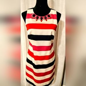 Vince Camuto Embellished Striped Sheath Dress Size 6